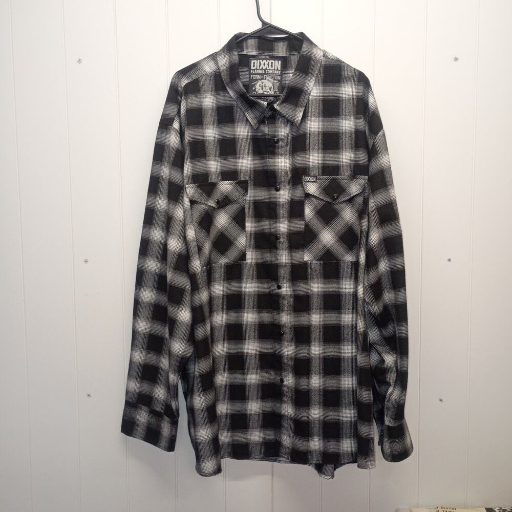 Dixxon Flannel Company Mens 4X Long Sleeve Plaid Button Front Shirt D-Tech Black